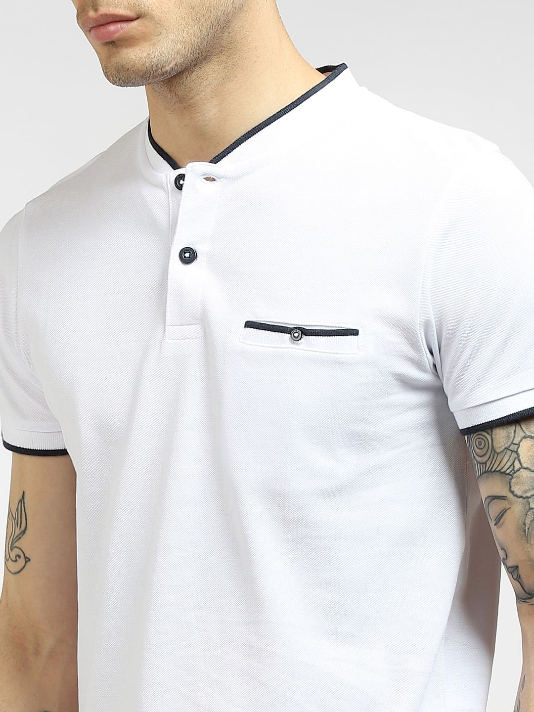 White Henley Neck T-shirt