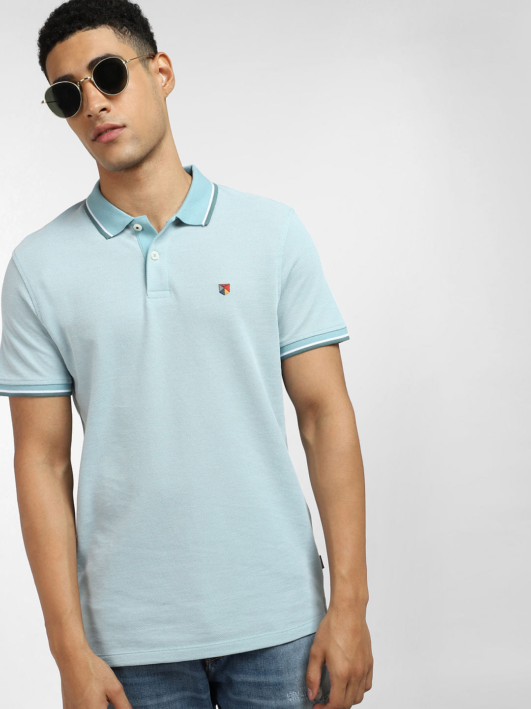 Blue Polo Neck T-shirt - S