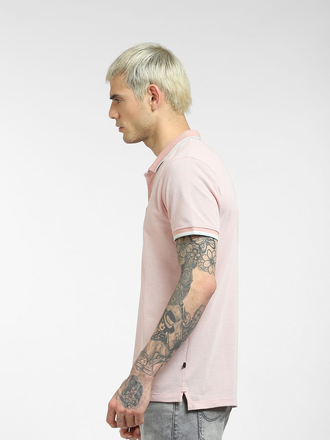 Pink Polo Neck T-shirt