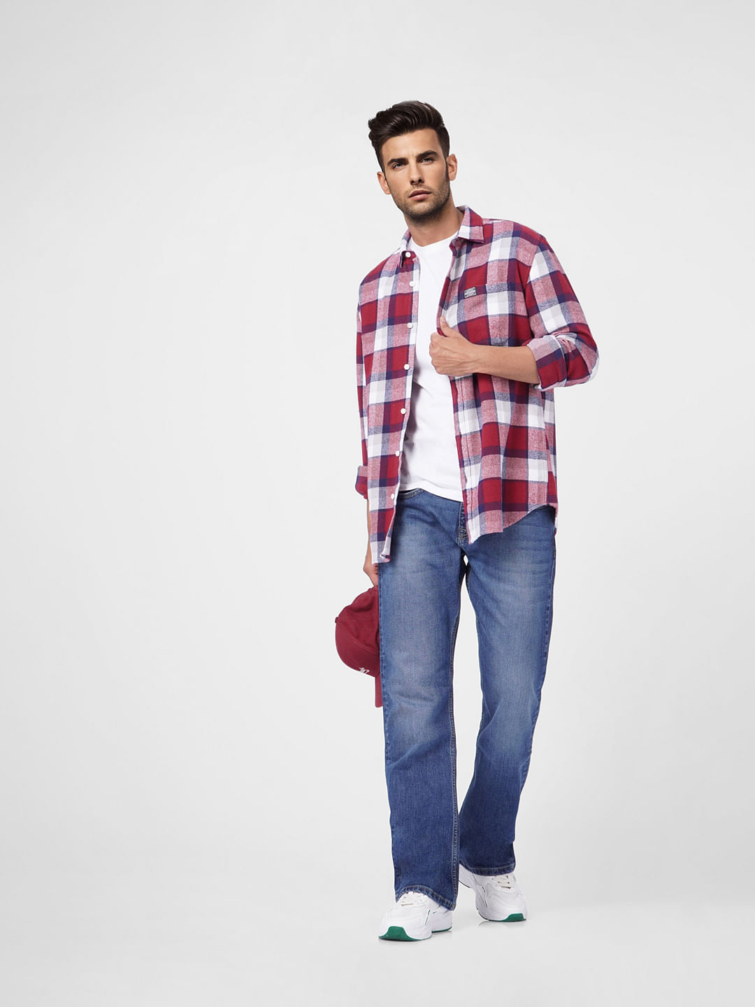 Red Check Full Sleeves Shirt - S