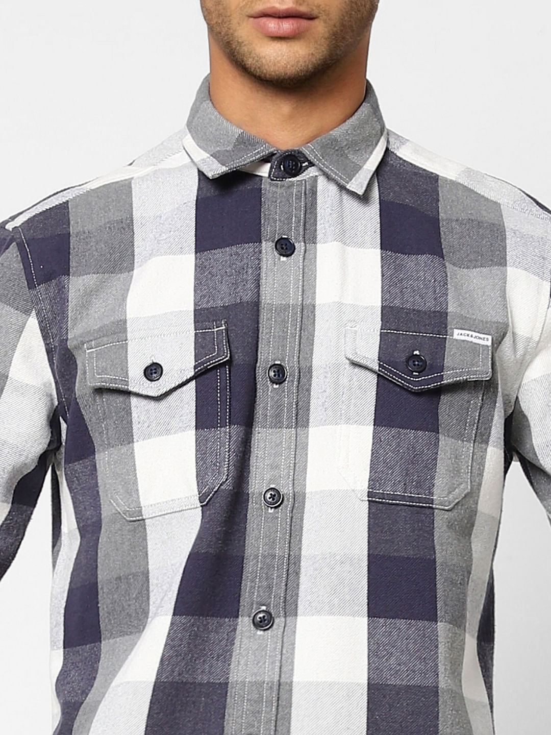 White Check Full Sleeves Shirt