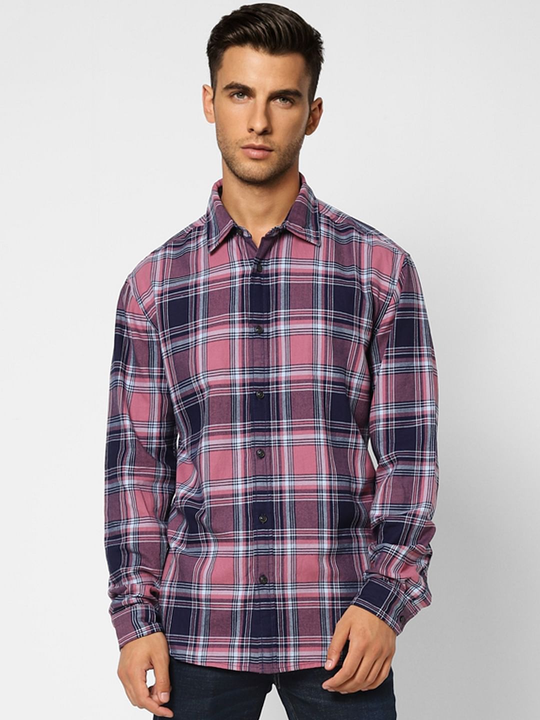 Pink Check Full Sleeves Shirt