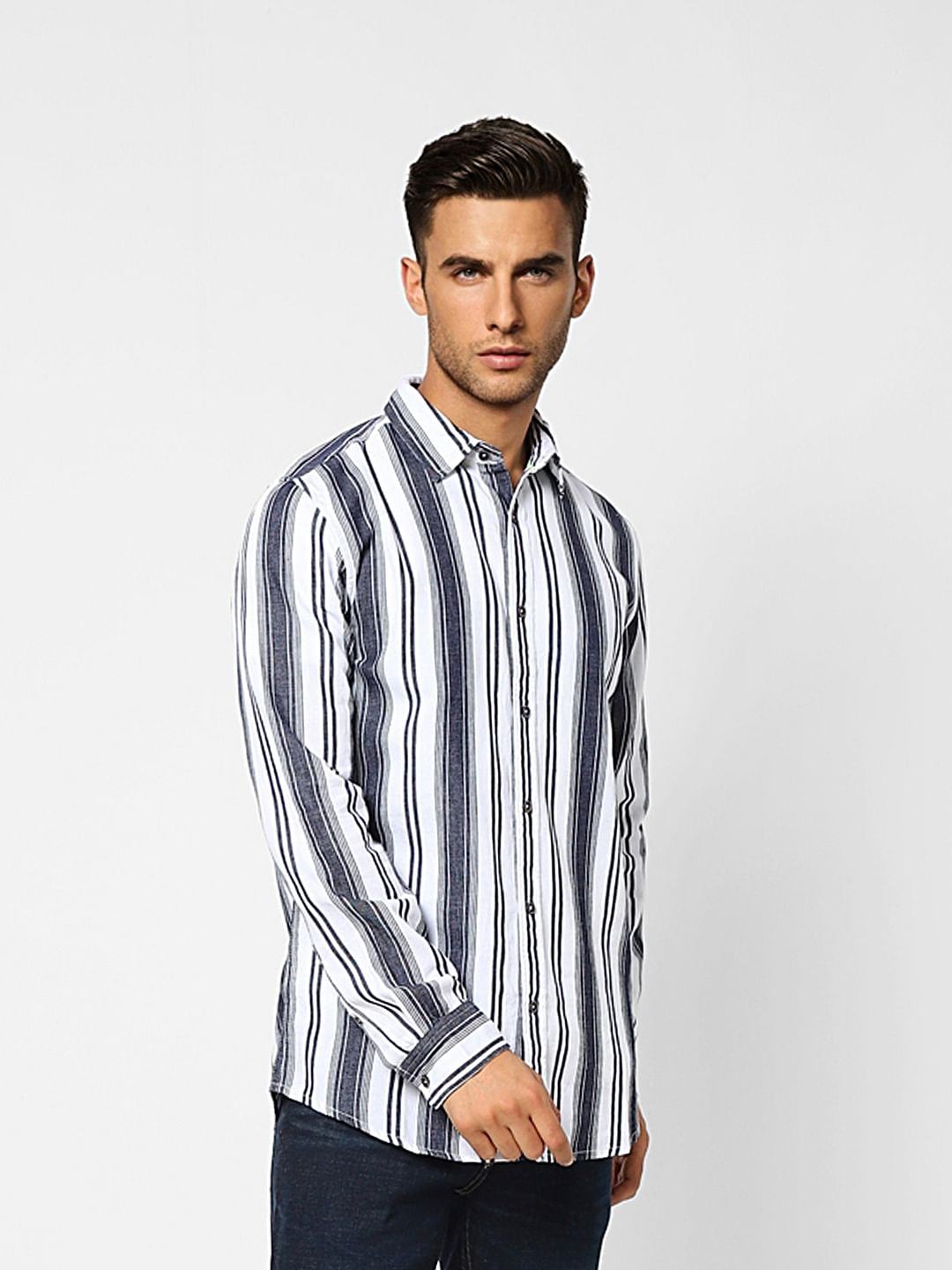 White Striped Full Sleeves Shirt