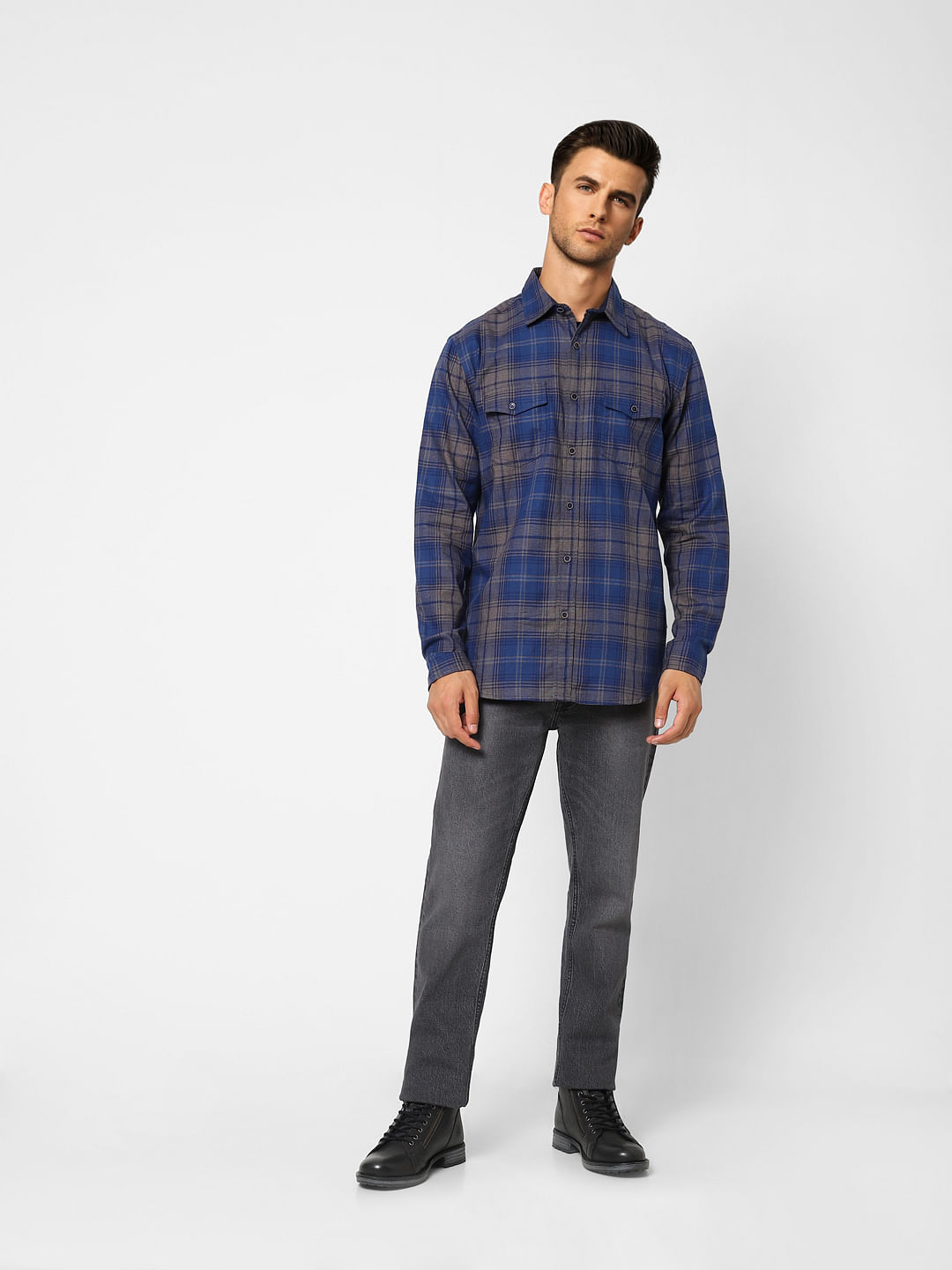 Blue Check Full Sleeves Shirt
