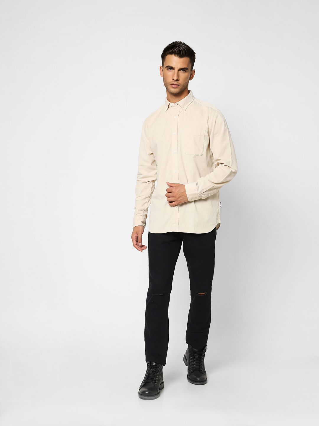 Beige Full Sleeves Shirt