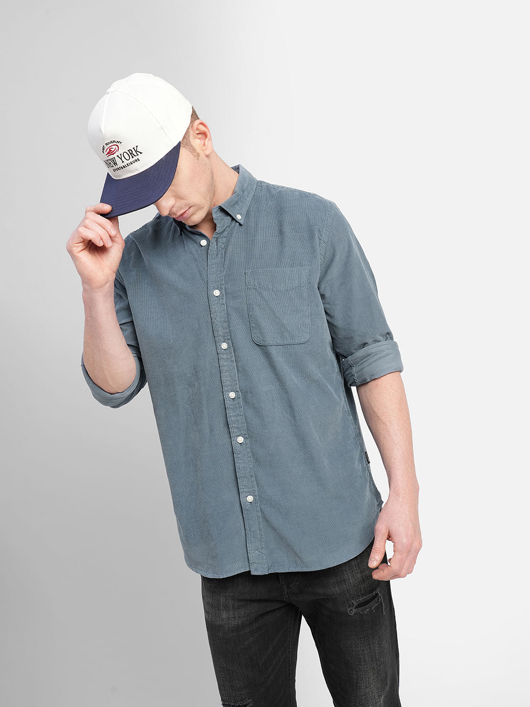 Grey Full Sleeves Shirt - S
