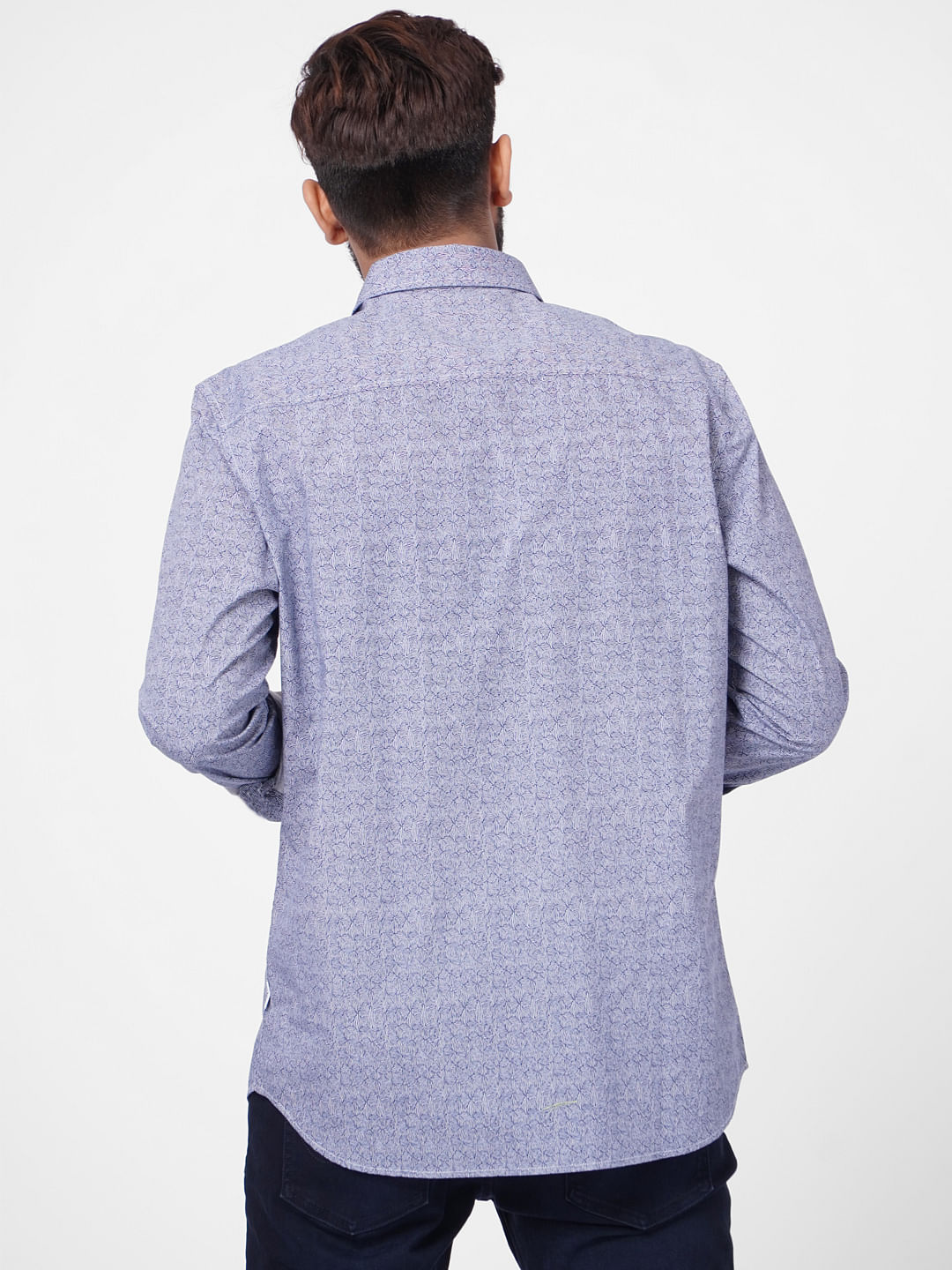 Blue Printed Full Sleeves Shirt