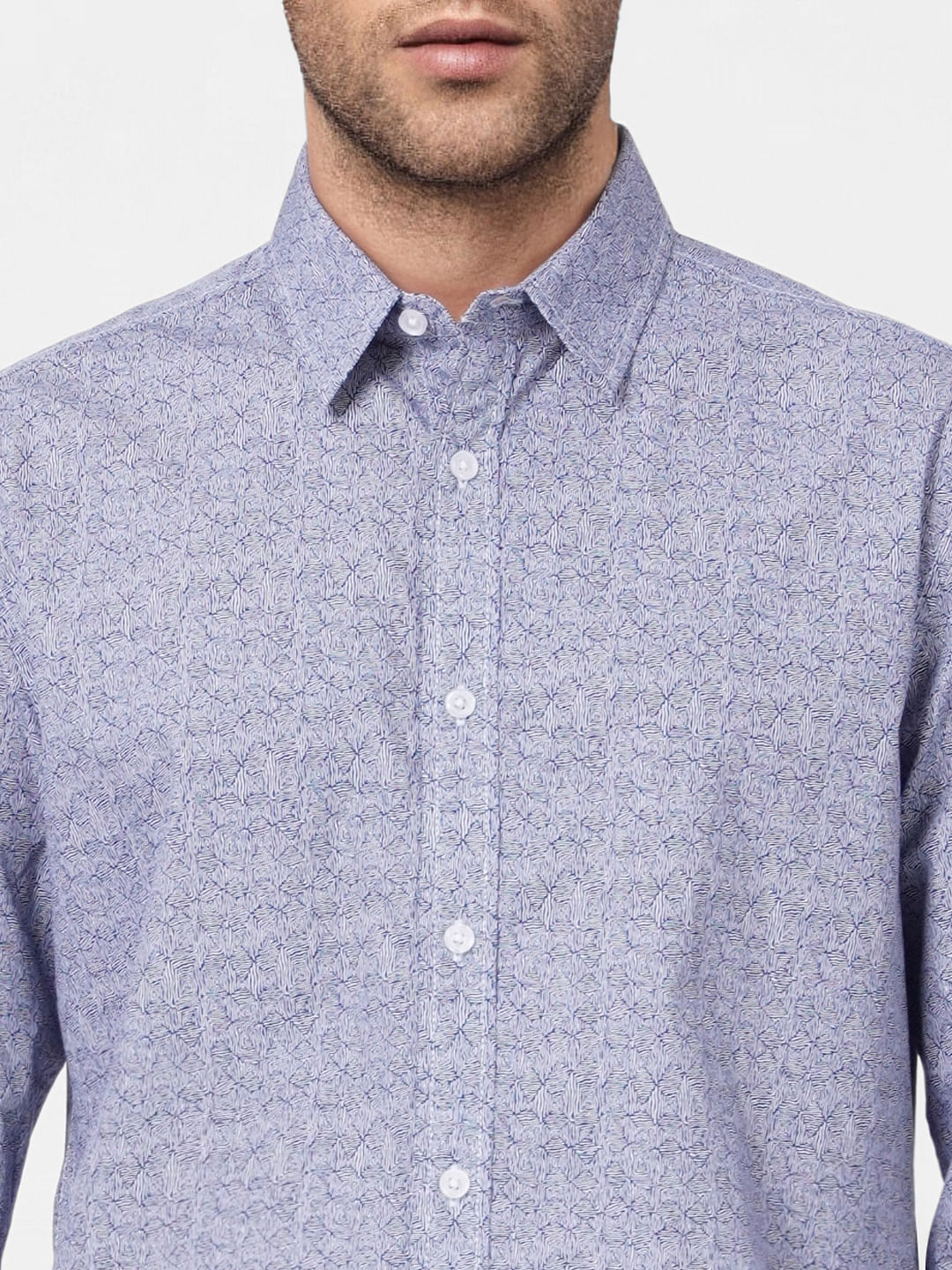 Blue Printed Full Sleeves Shirt