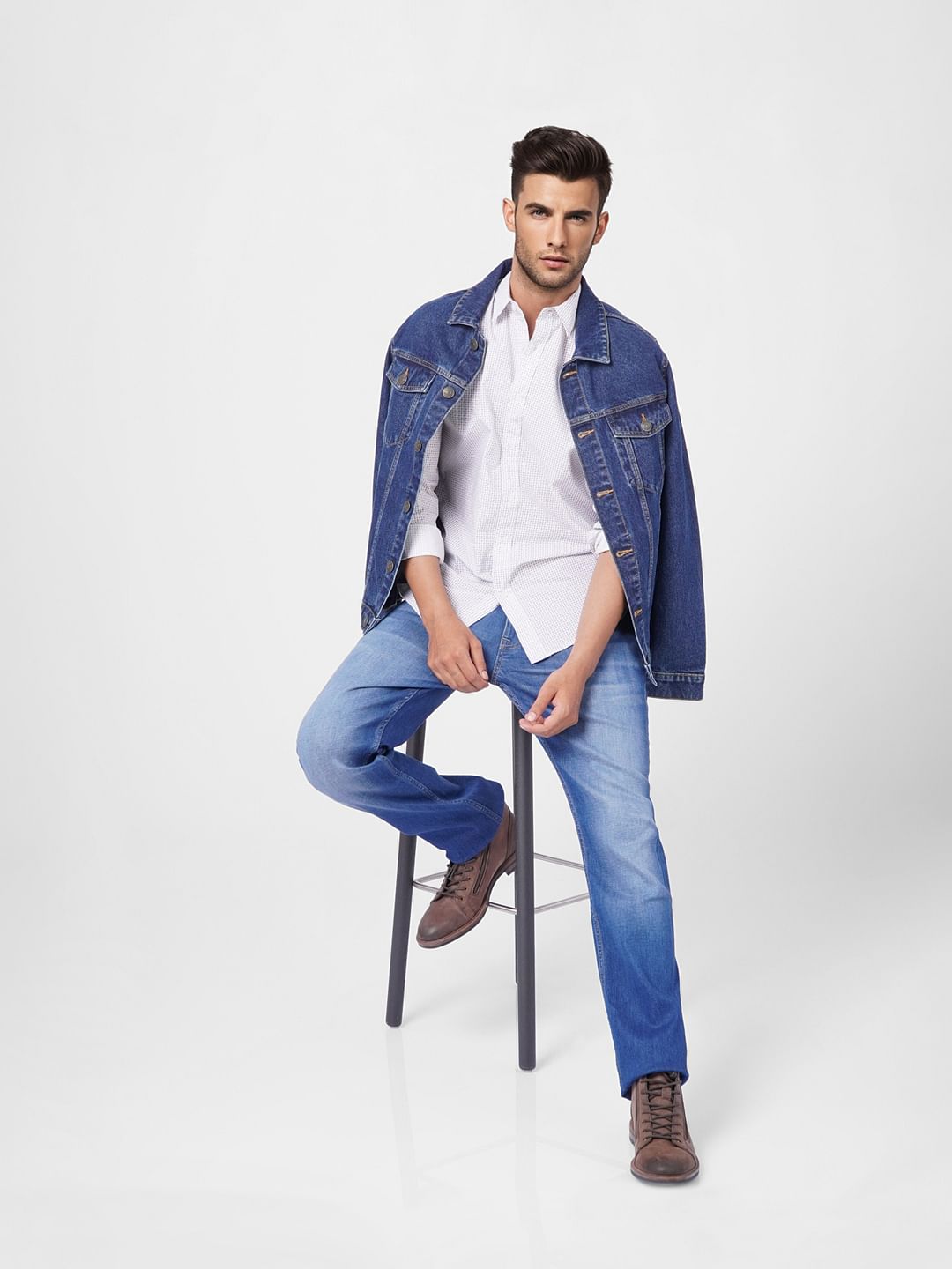 White Printed Full Sleeves Shirt