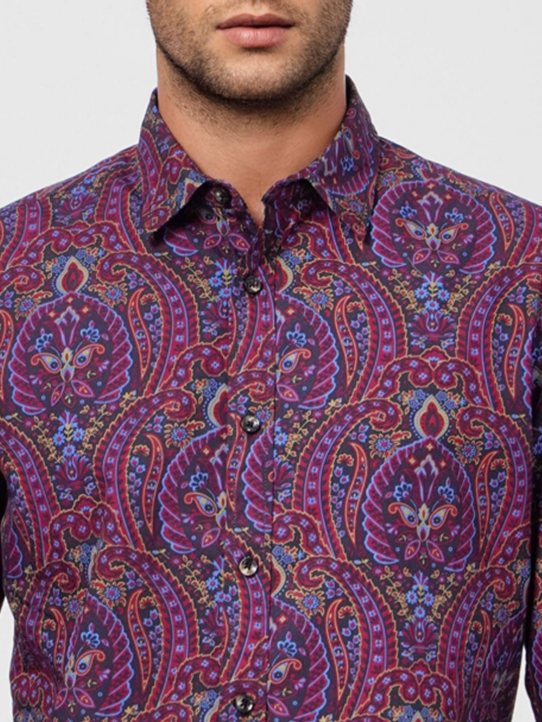 Blue Paisley Print Full Sleeves Shirt