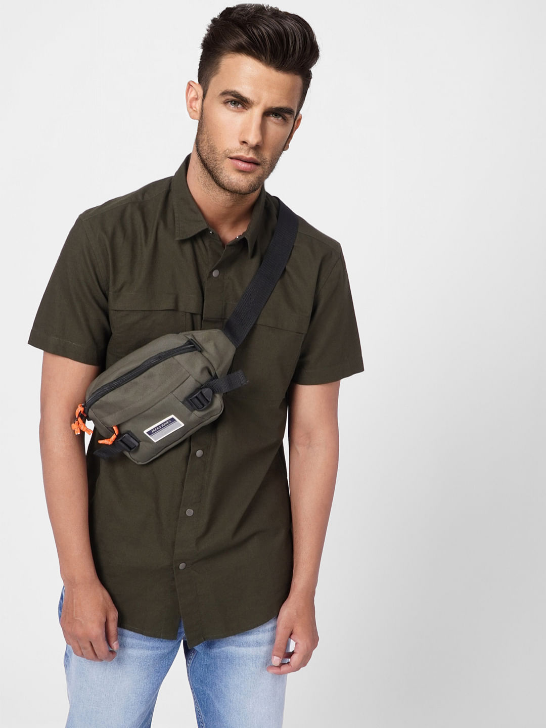 Olive Short Sleeves Shirt - S