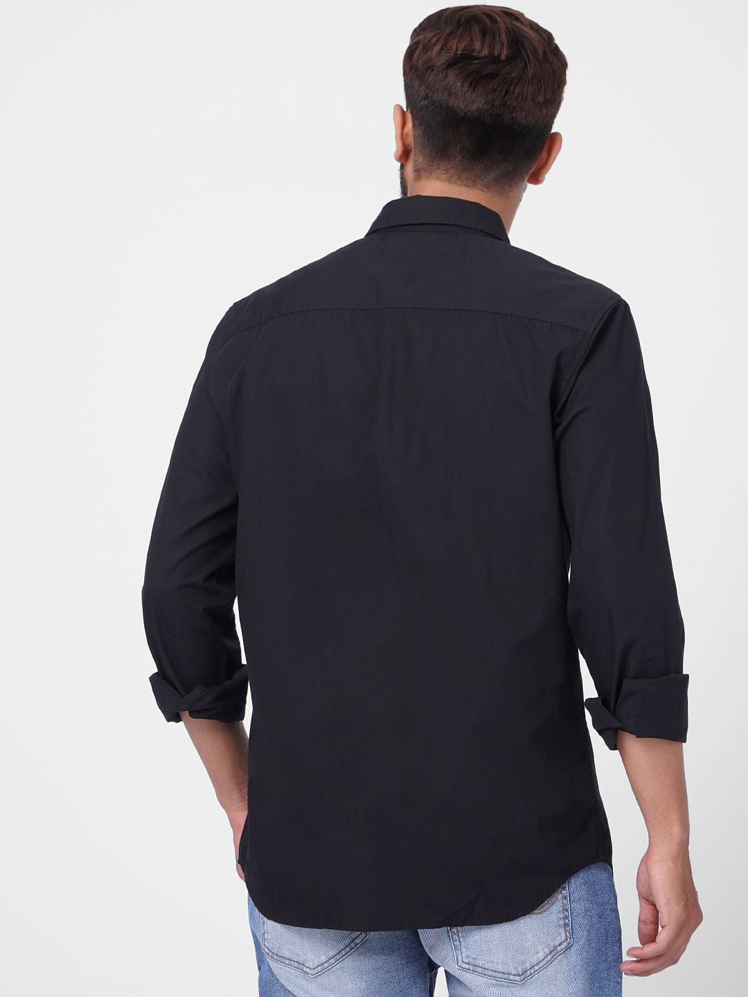 Black Logo Print Full Sleeves Shirt