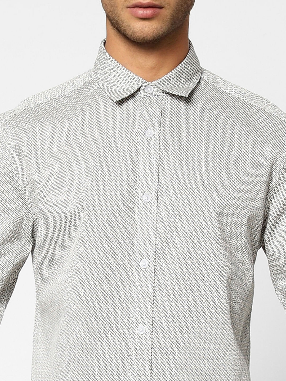 Grey Printed Full Sleeves Shirt