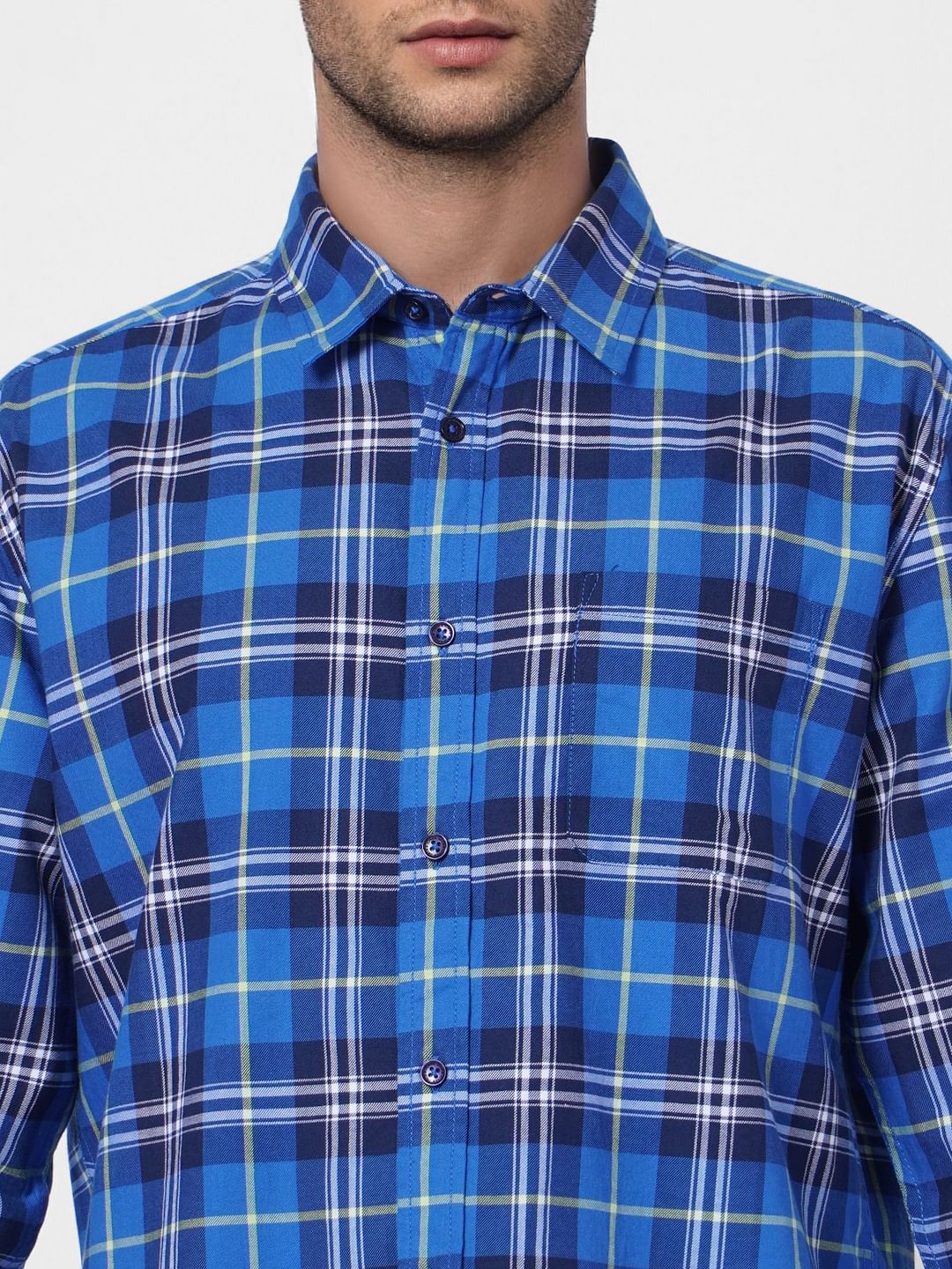 Blue Check Print Full Sleeves Shirt