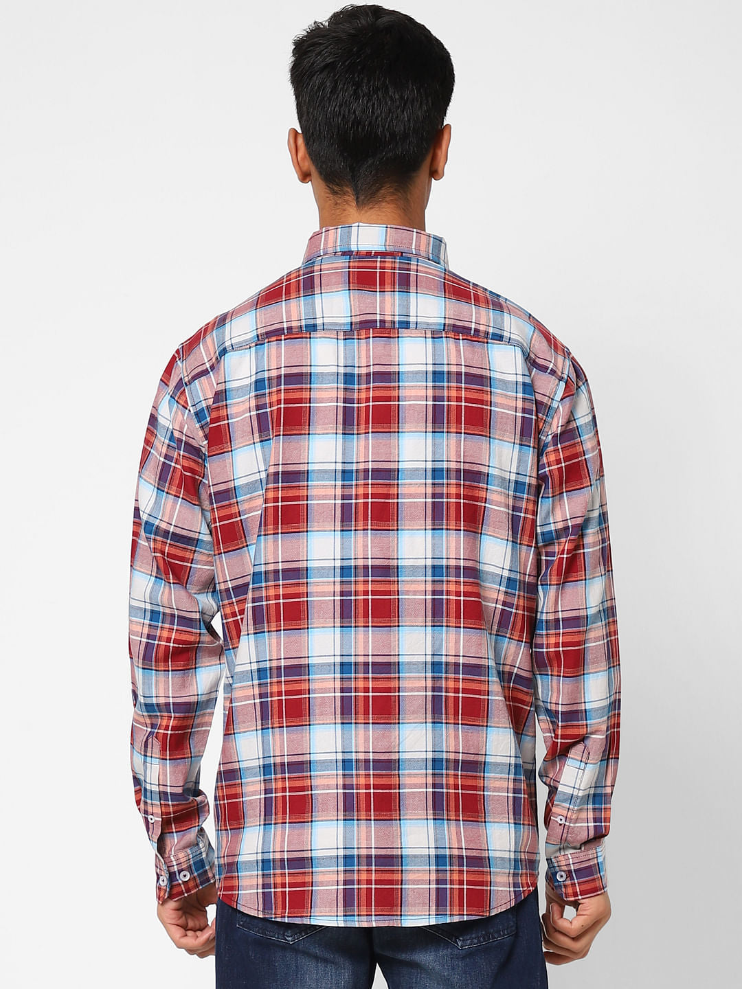 Red Check Print Full Sleeves Shirt
