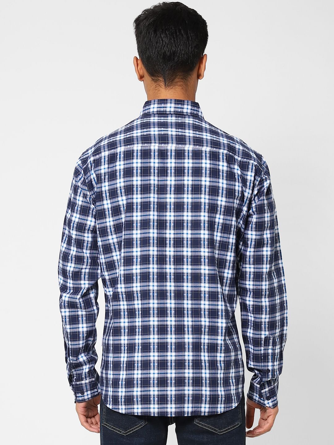 Blue Check Print Full Sleeves Shirt