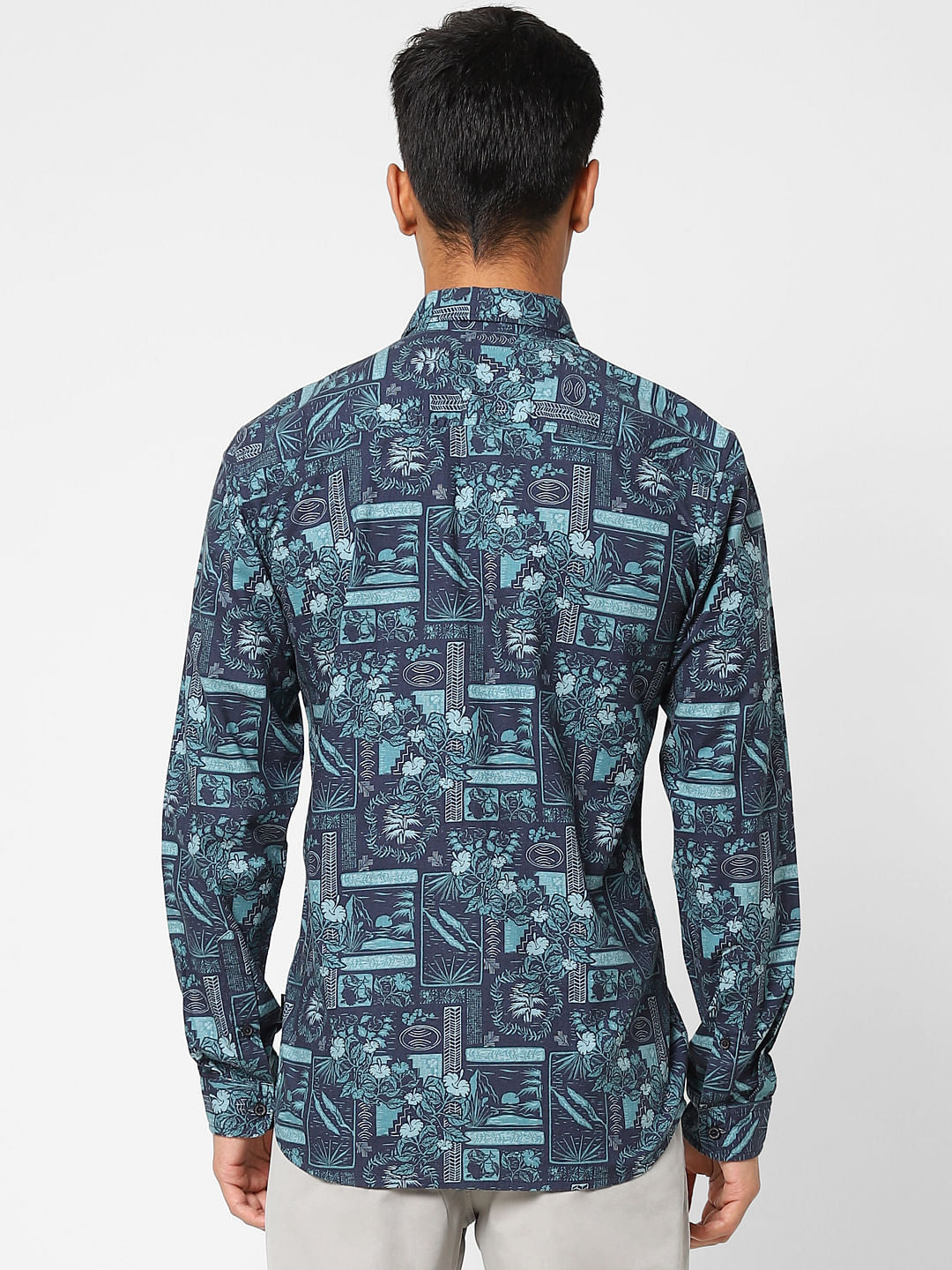 Green Printed Full Sleeves Shirt
