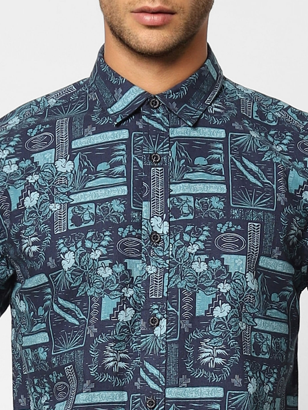 Green Printed Full Sleeves Shirt
