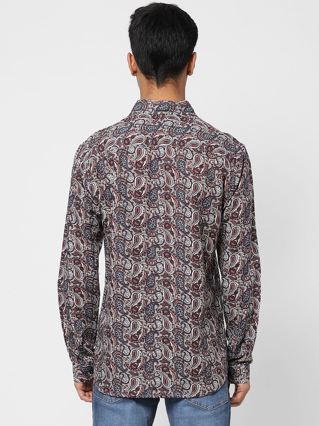 Brown Paisley Print Full Sleeves Shirt