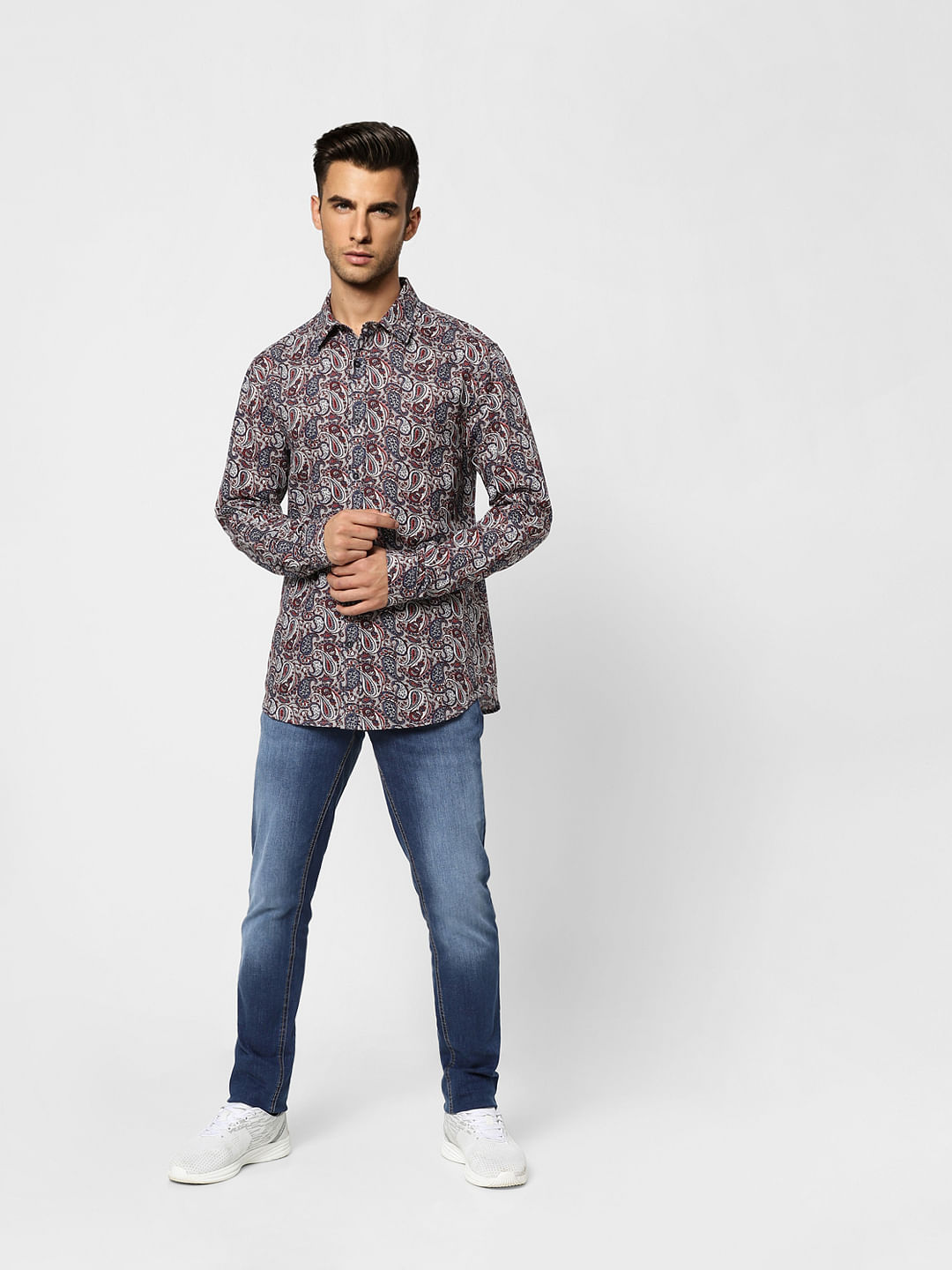 Brown Paisley Print Full Sleeves Shirt