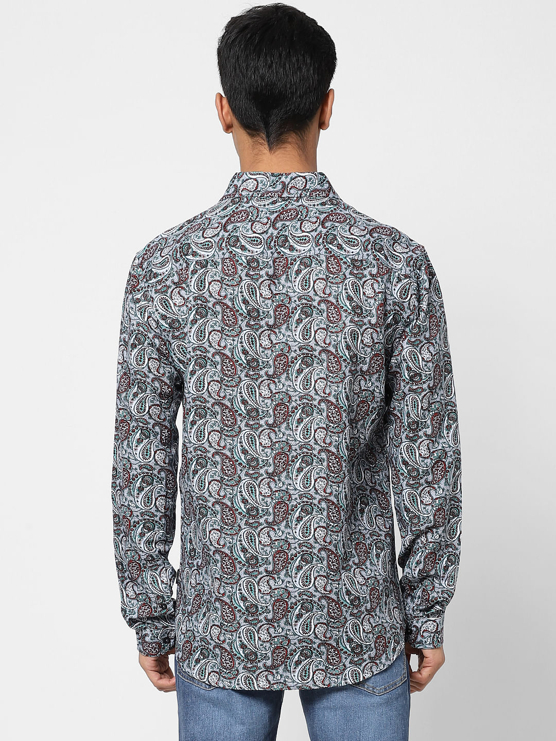 Blue Paisley Print Full Sleeves Shirt