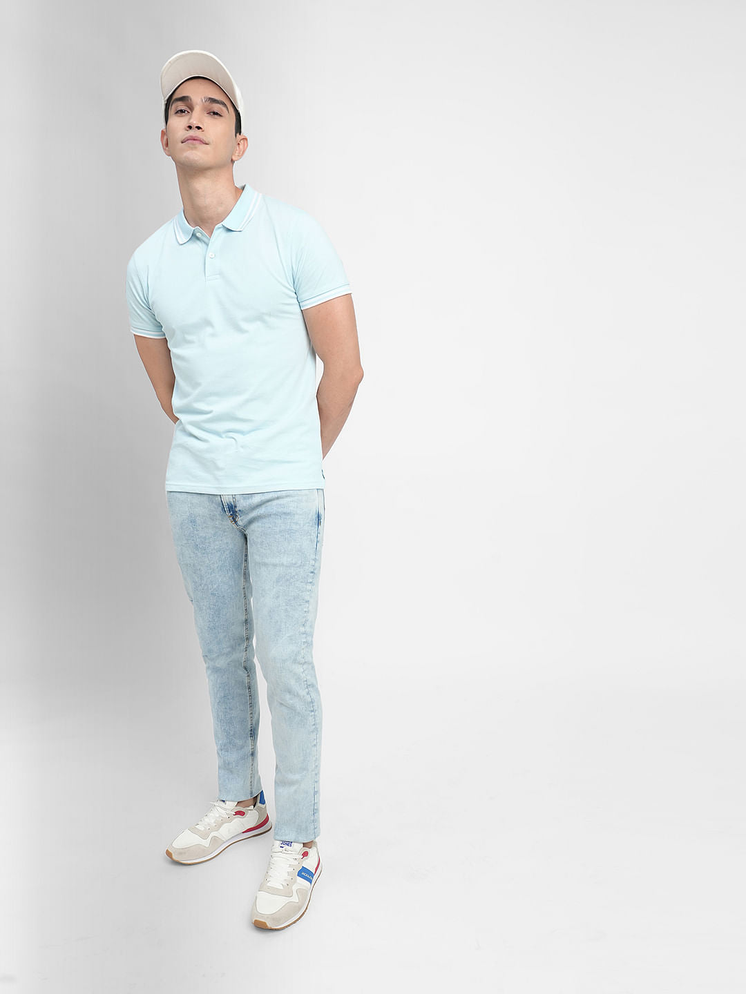 Light Blue Polo Neck T-shirt - S