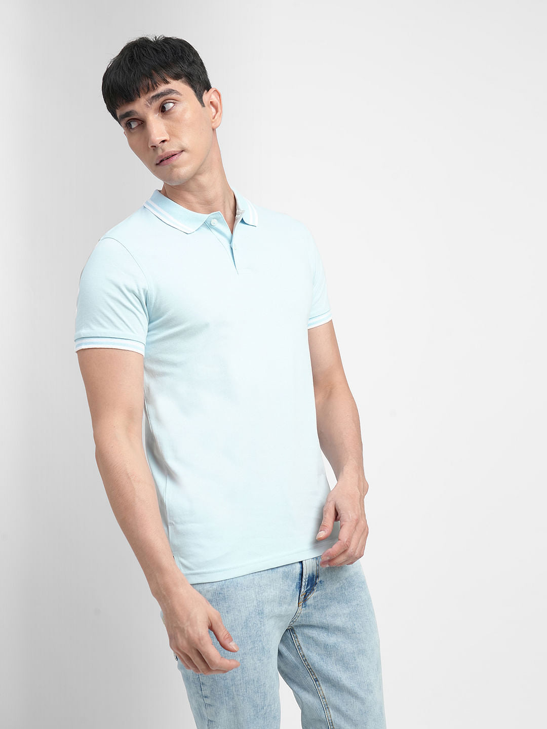 Light Blue Polo Neck T-shirt
