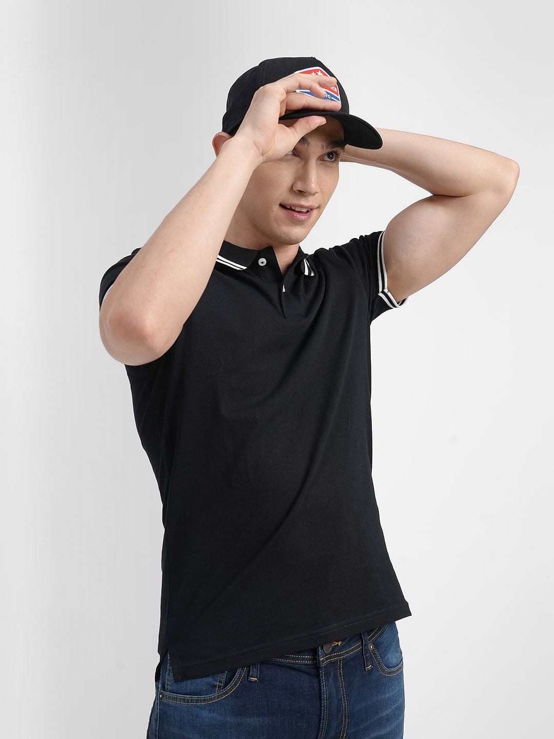Black Polo Neck T-shirt - S