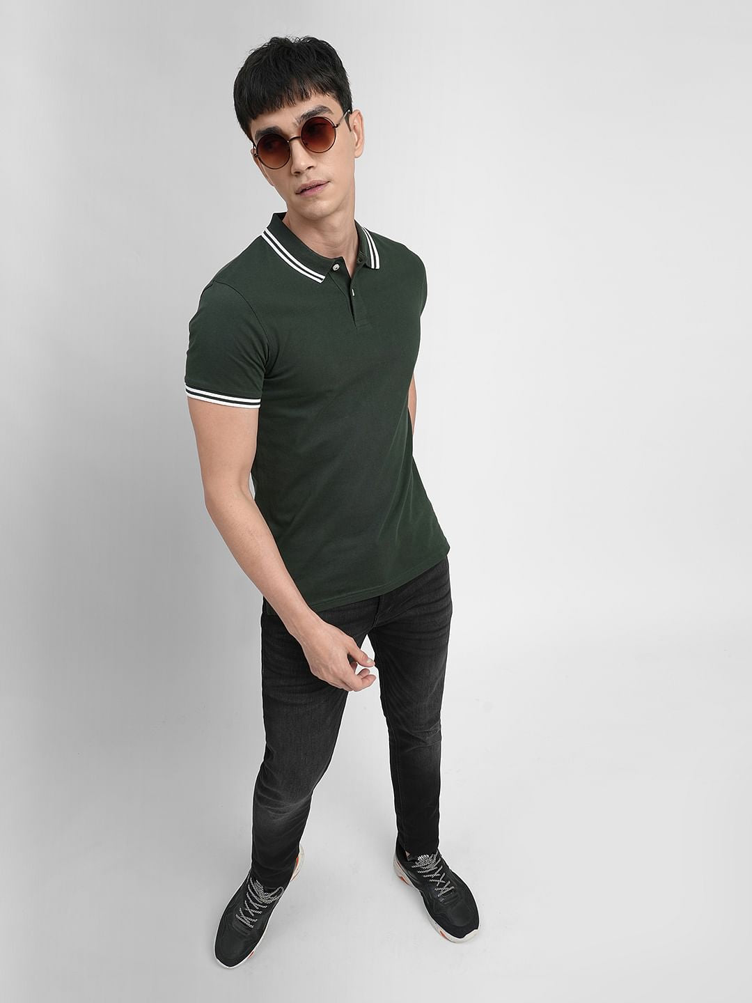 Dark Green Polo Neck T-shirt - S