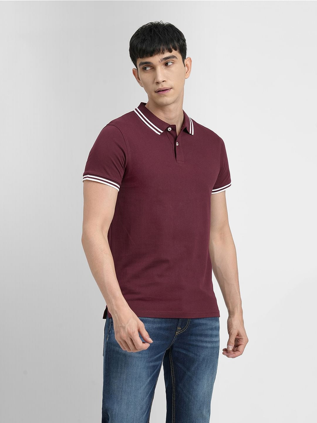 Maroon Polo Neck T-shirt