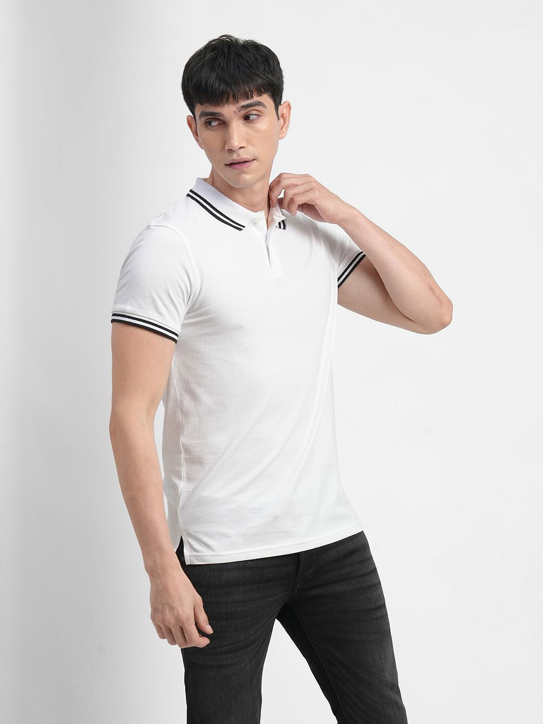 White Polo Neck T-shirt