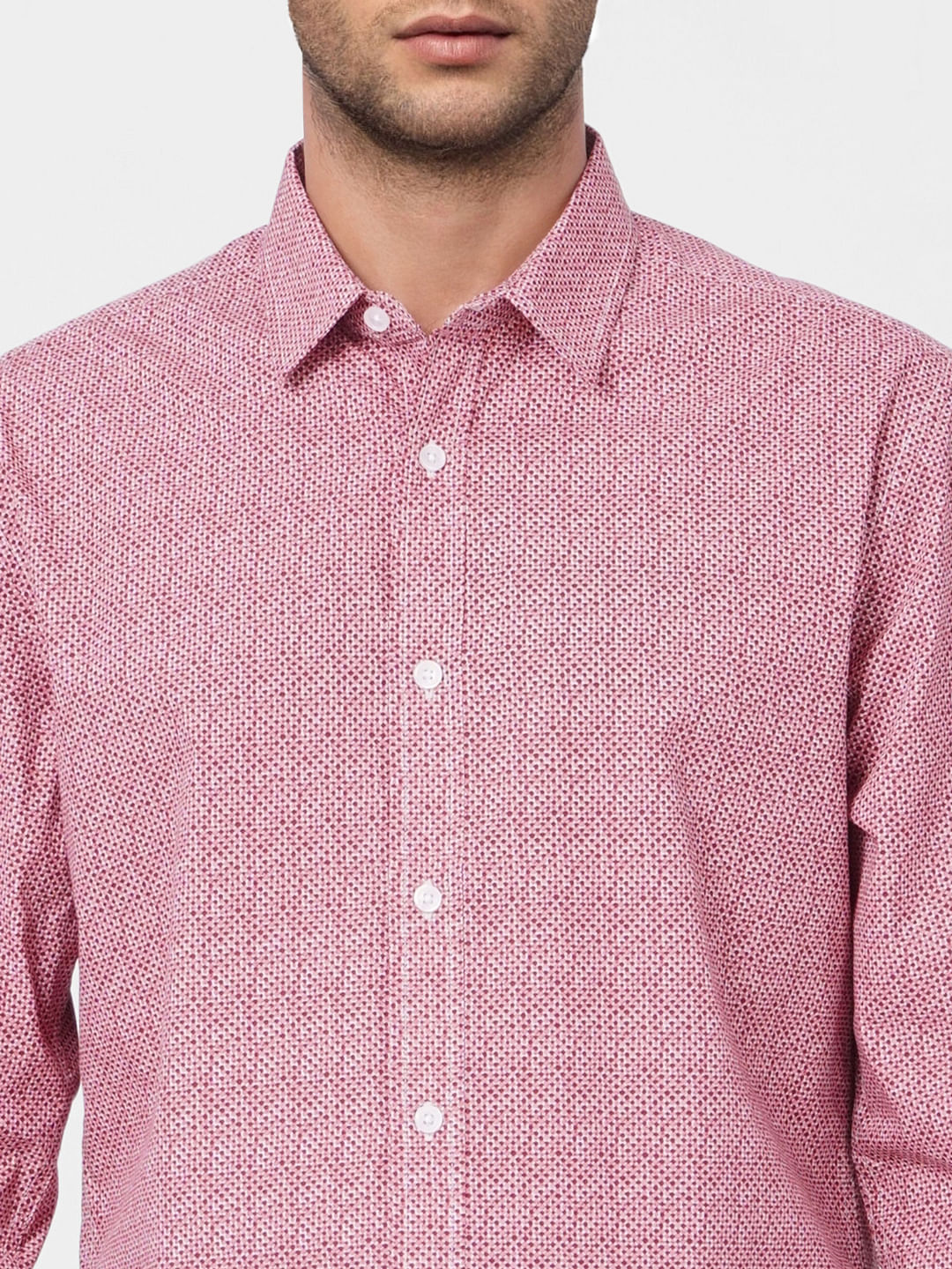 Red Printed Full Sleeves Shirt