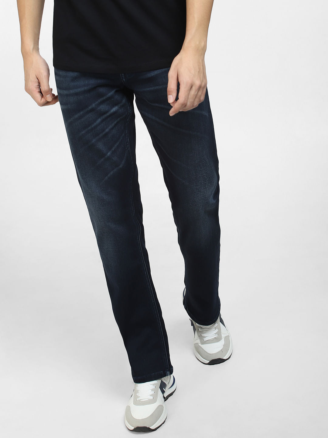 Dark Blue Mid Rise Clark Regular Fit Jeans