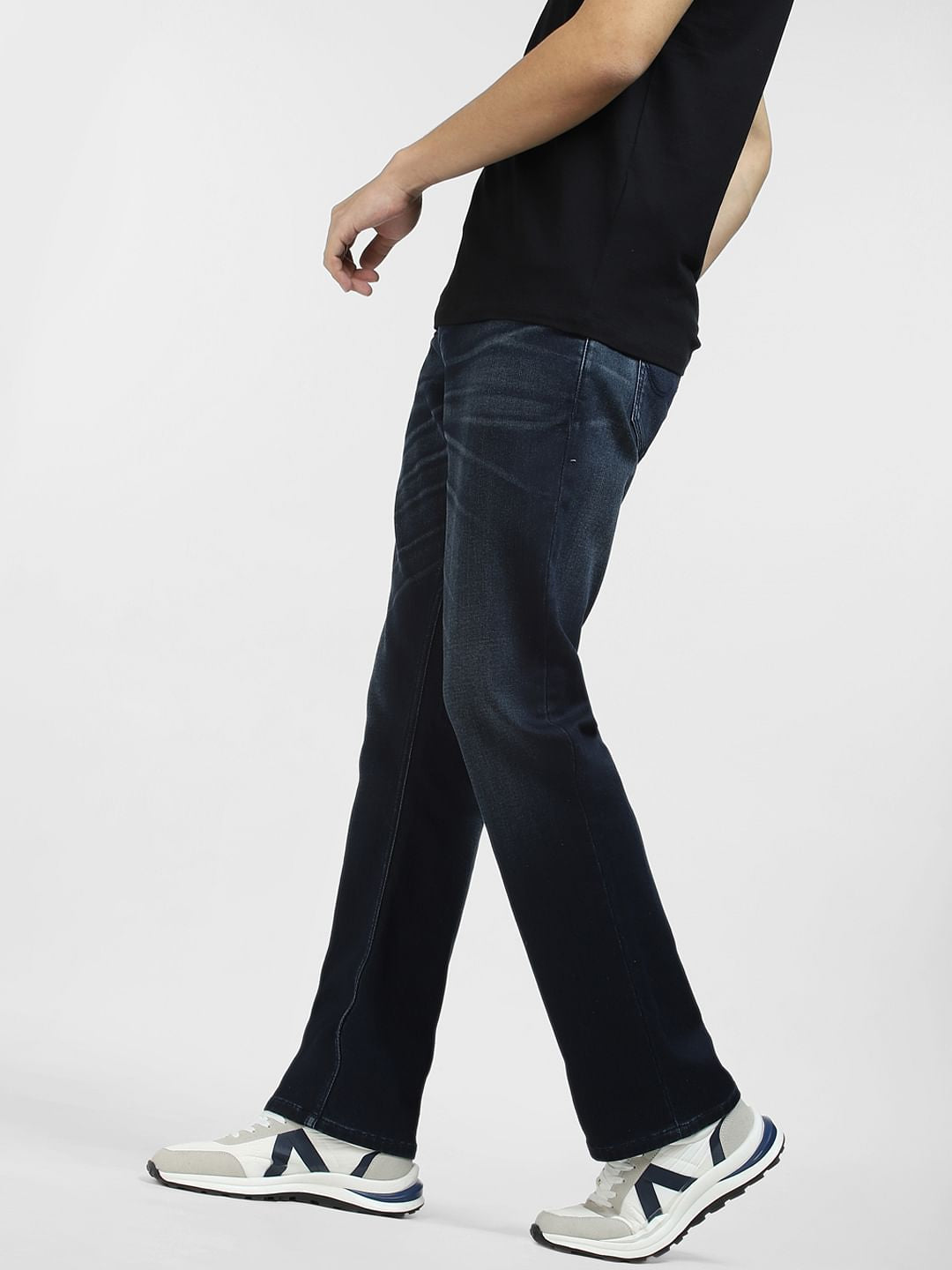 Dark Blue Mid Rise Clark Regular Fit Jeans