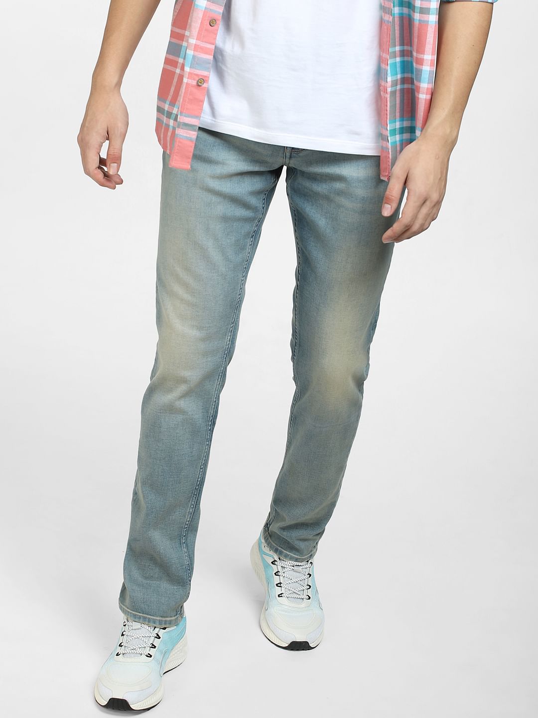 Blue Low Rise Washed Glenn Slim Jeans