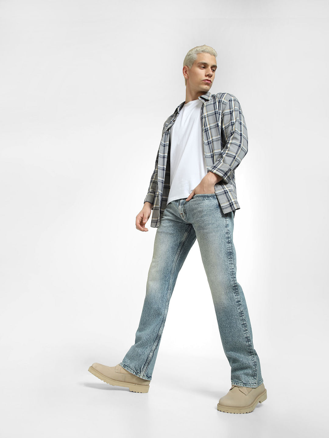Blue High Rise Washed Bootcut Jeans - 28/30