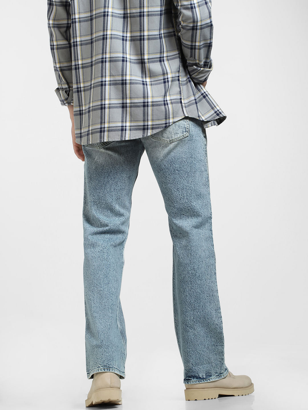 Blue High Rise Washed Bootcut Jeans