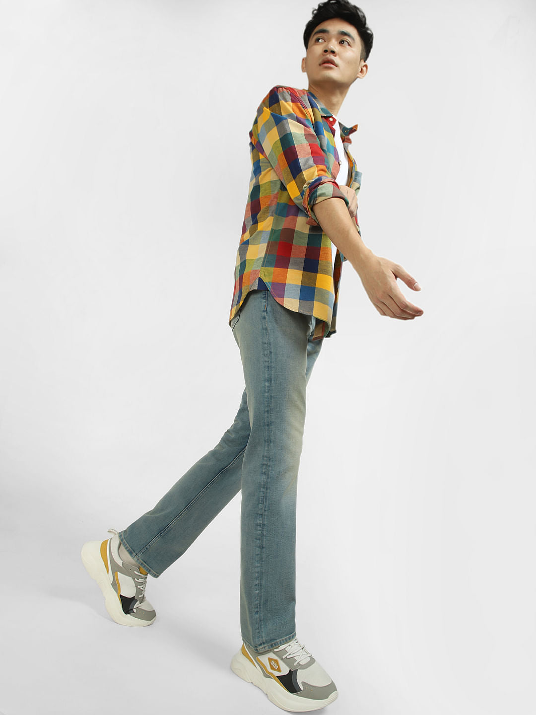 Blue Mid Rise Clark Regular Fit Jeans - 28/30