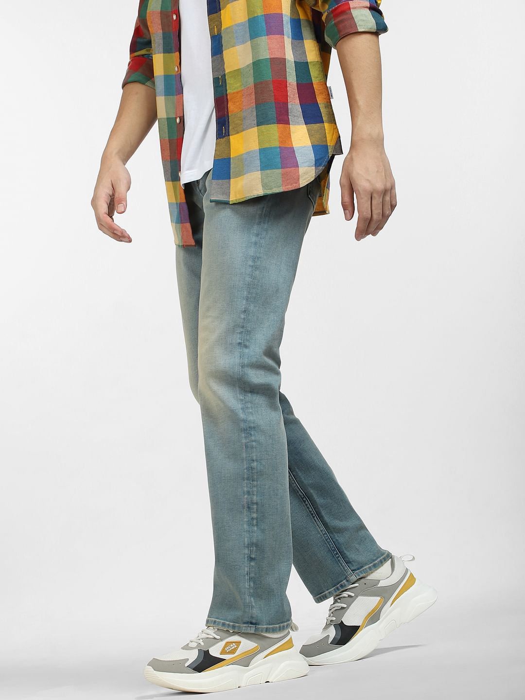 Blue Mid Rise Clark Regular Fit Jeans