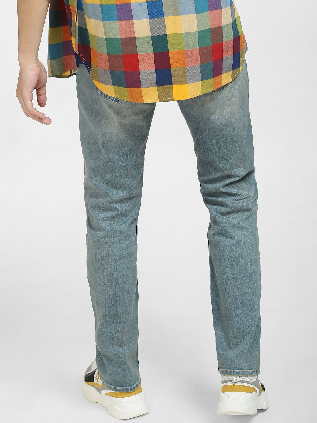 Blue Mid Rise Clark Regular Fit Jeans