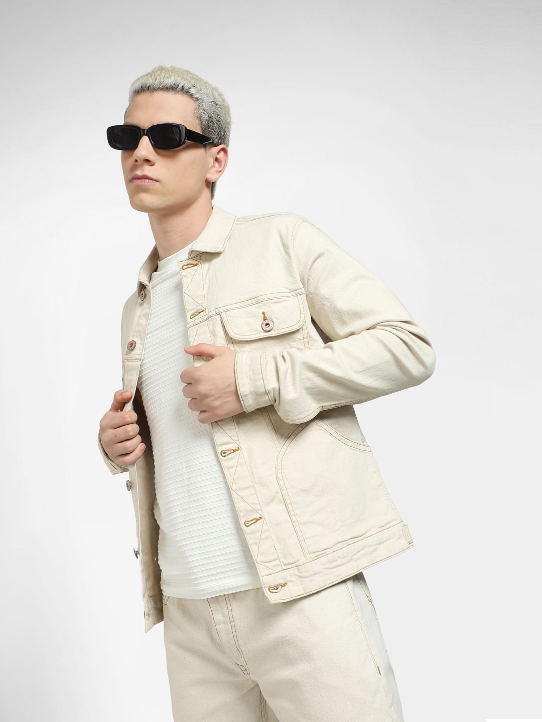 Beige Co-ord Denim Jacket