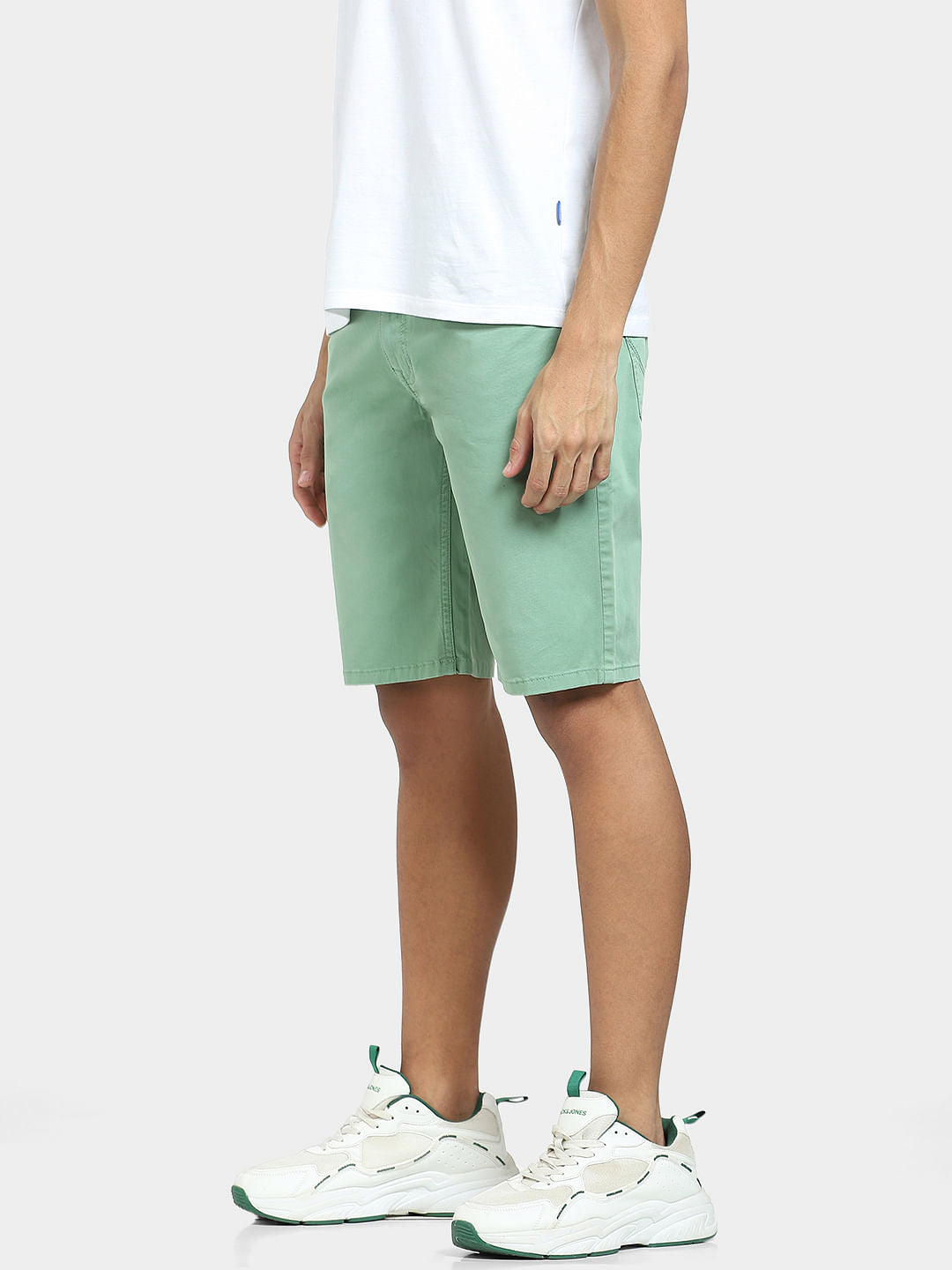 Green Mid Rise Chino Shorts