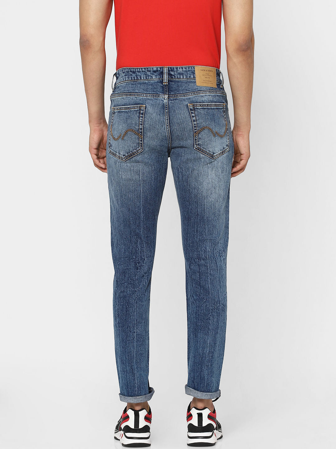 Blue Low Rise Glenn Ripped Slim Jeans