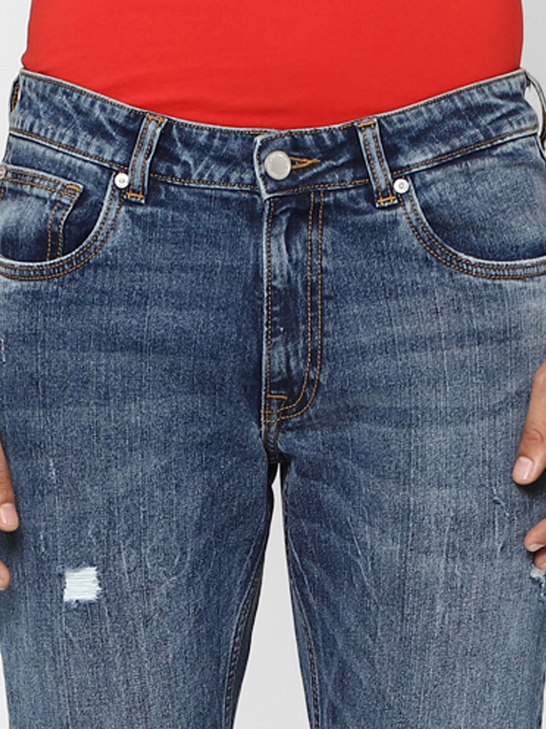 Blue Low Rise Glenn Ripped Slim Jeans