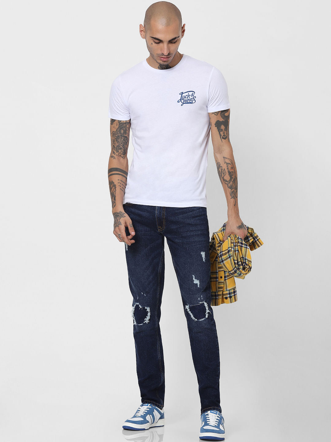 Dark Blue Low Rise Ripped Glenn Slim Jeans