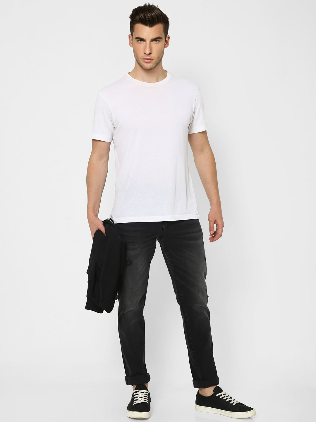 Black Low Rise Glenn Ripped Slim Jeans - 28/30