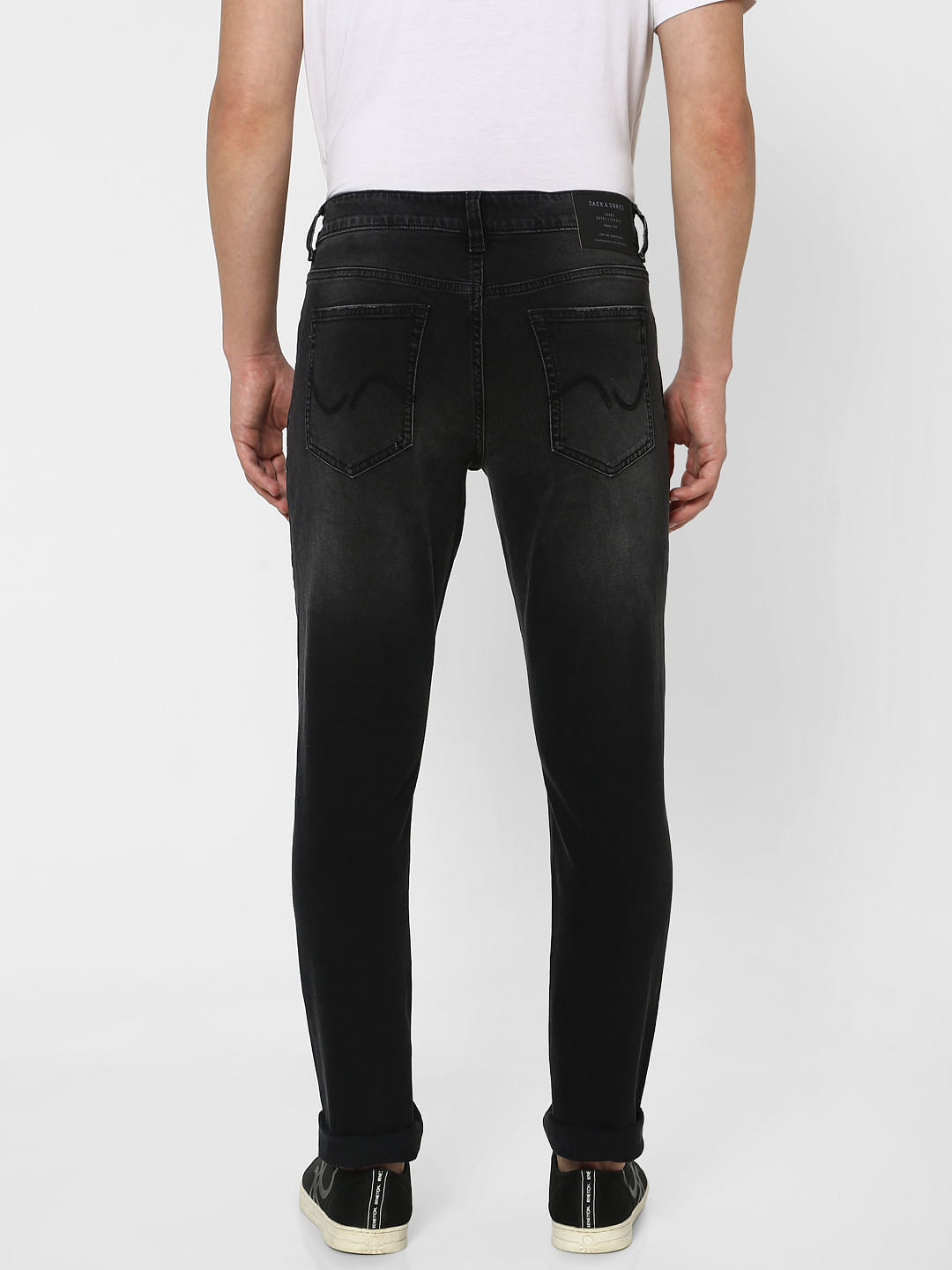 Black Low Rise Glenn Ripped Slim Jeans