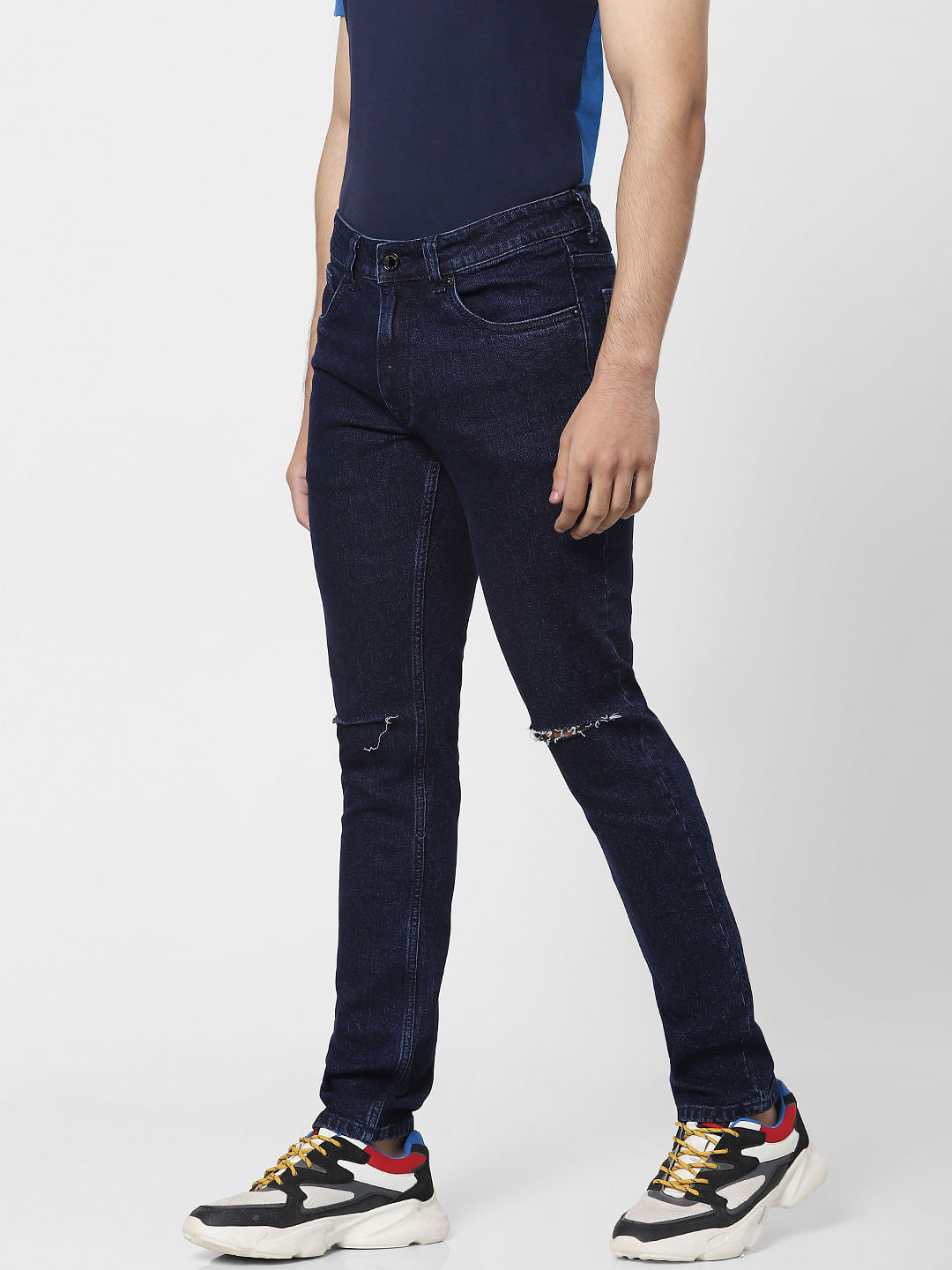 Blue Low Rise Glenn Ripped Slim Jeans