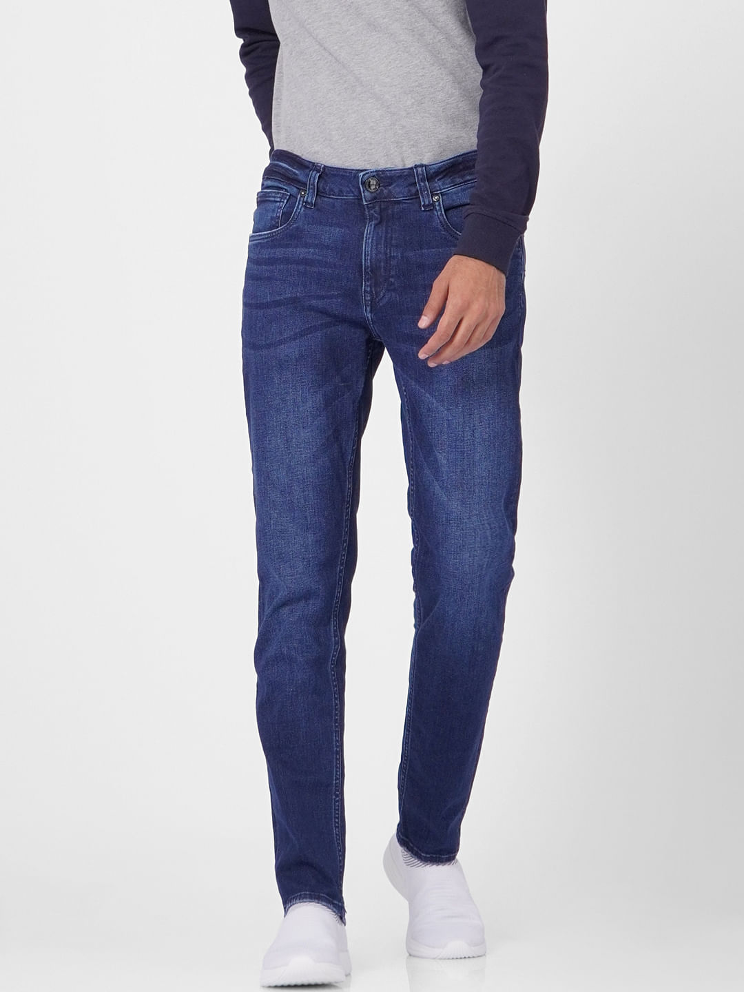 Blue Low Rise Ben Washed Skinny Fit Jeans