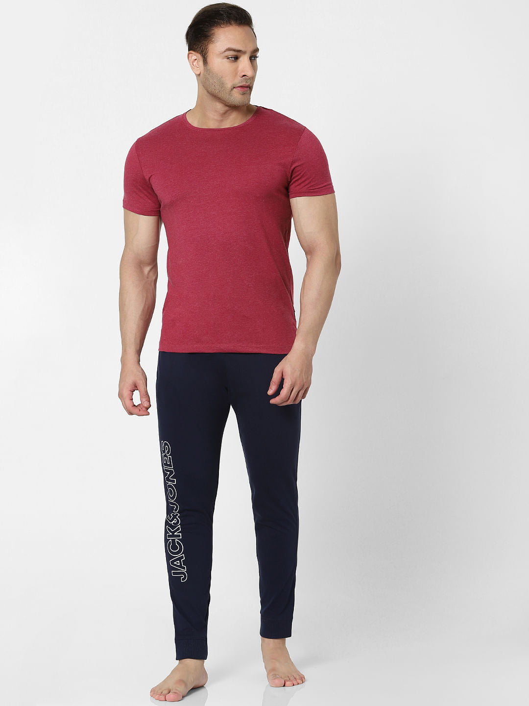 Red & Grey Crew Neck T-shirts - Pack of 2